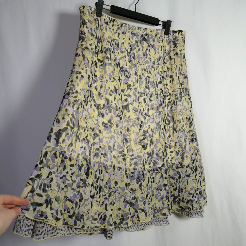 Briggs New York Fairy Ruffle Tiered Midi Skirt Size L Flowy Cottagecore Feminine
